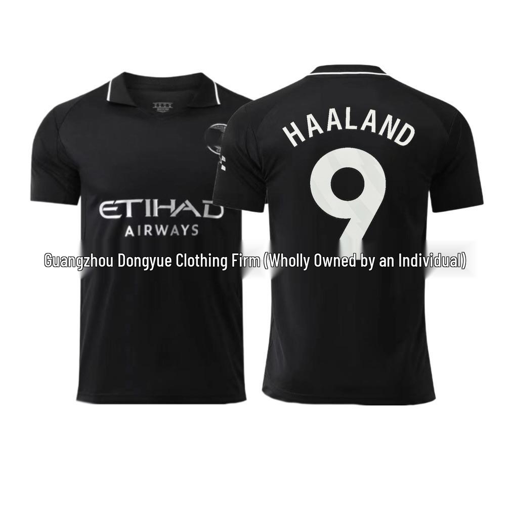 25-26 Haaland Away Football Jersey Set: Adult & Kids Short Sleeve with Number 9