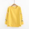Women's Shirts Breathable Vintage Embroidered Long Sleeve Loose Casual Women's Blouse Round Neck Solid Color Office Ladies Base Blouses Tops Fashion