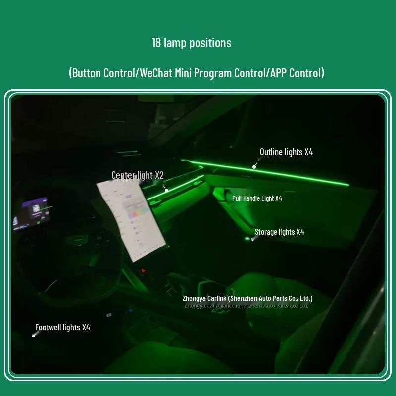 High-End 64-Color LED Car Interior Atmosphere Light – Hidden & Colorful Car Modification