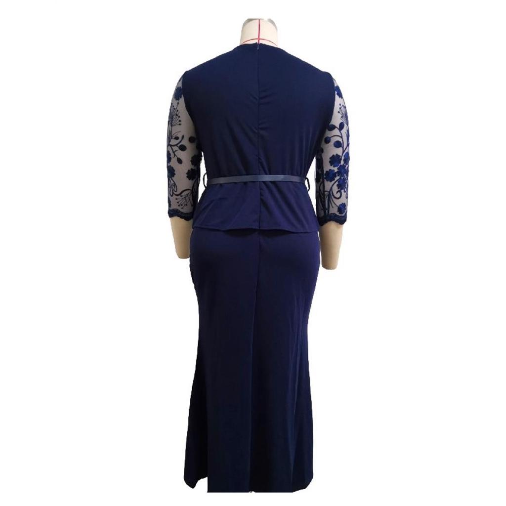 XL To 5XL Women's Autumn Lace Patchwork Long Dress