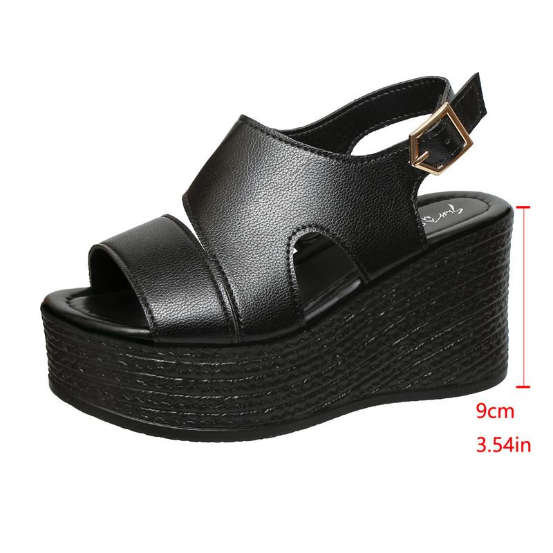 Spring and Summer Footwear Plus Size Sandals Soft-soled Flat-bottomed Round-headed Wedge-heeled Thick-soled Beach Women's Shoes