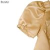 ZANZEA Women Elegant Square Collar Casual Short Sleeve A-Line Long Dress