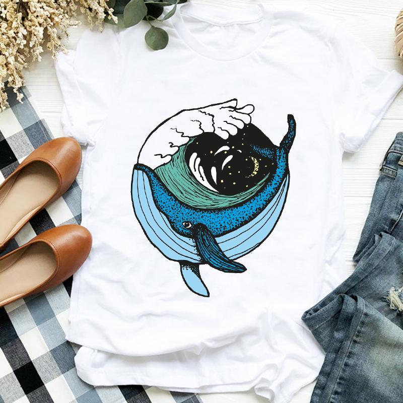 Flower Summer Autumn 90S Fashion Print Top Femme Tshirt Women T-Shirt Cartoon Harajuku O-Neck Casual Tee Ladies Clothing