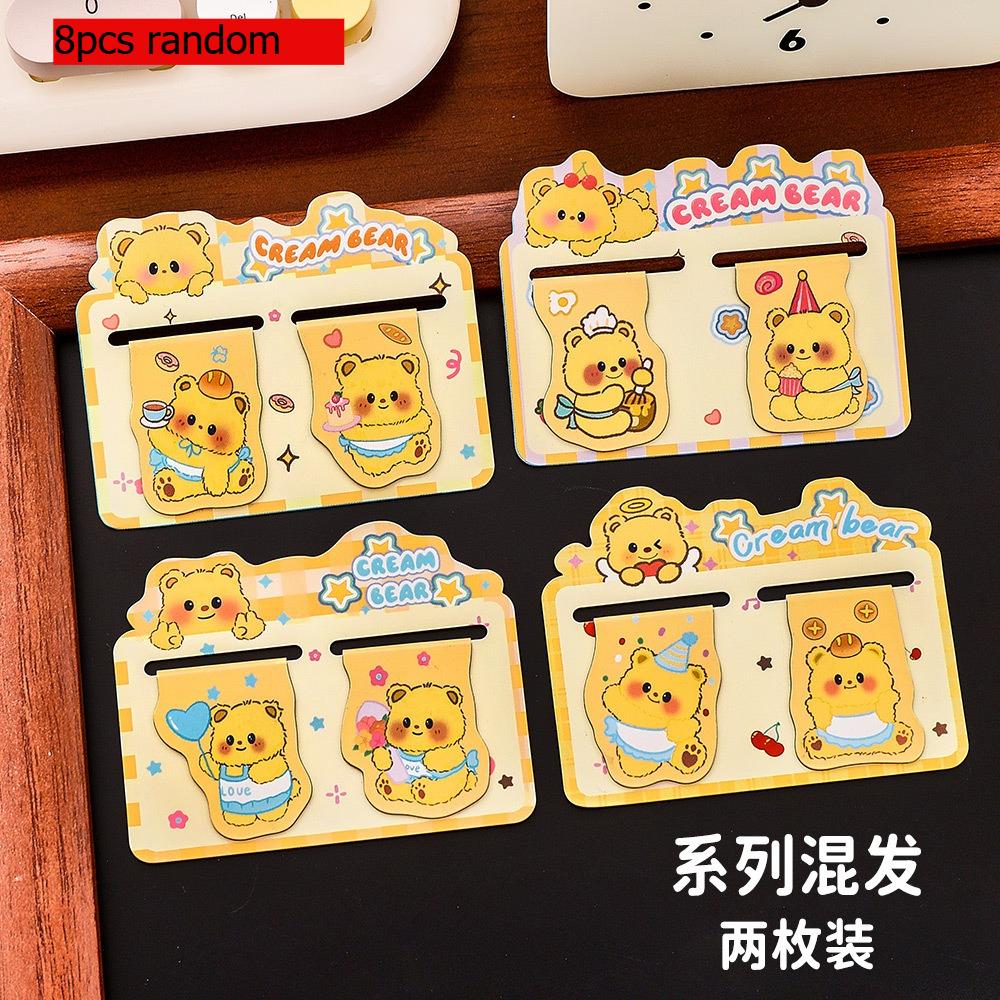 Gift Double Magnetic Cartoon Custard Bear Bookmarks for Students Cute Reading Book Page Kawai Stationery Office School Supplies