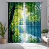 2pcs Green Lake Forest Curtains - Serene Water & Tree Scene Window Treatment for Bedroom   Living Room   Kitchen   Office Home Deco