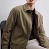 Men Jacket Lapel Long Sleeve Buttons Placket Coat with Pockets Solid