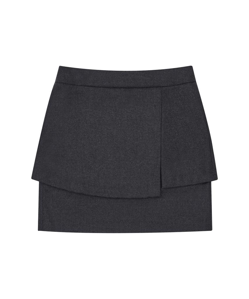 Hye Young Kim Wool Layered Midi Skirt - Charcoal