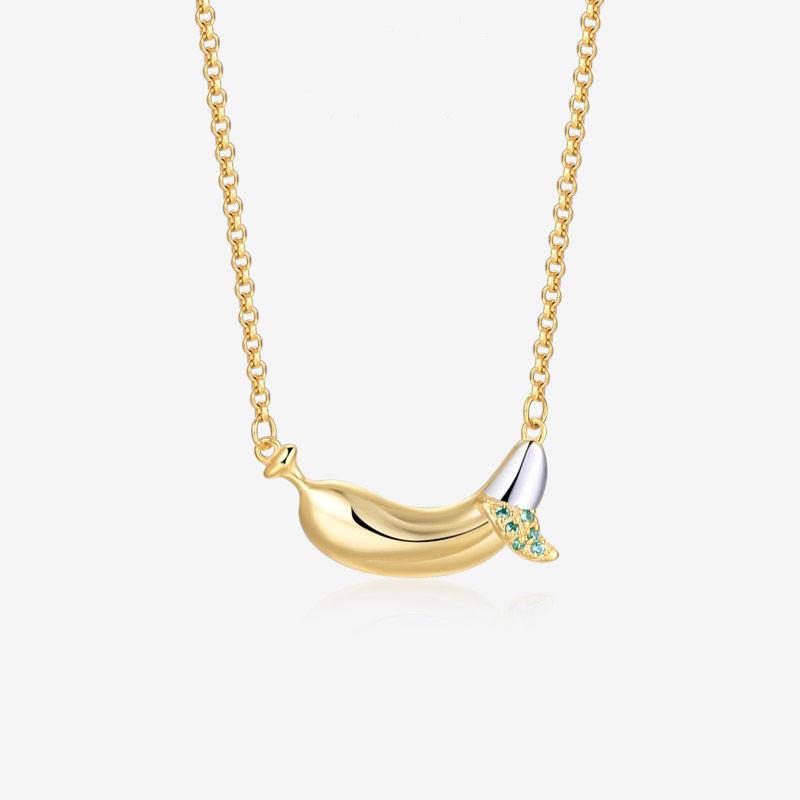 

Geometric Alloy Necklace With Banana Pendant For Women Casual Summer Style