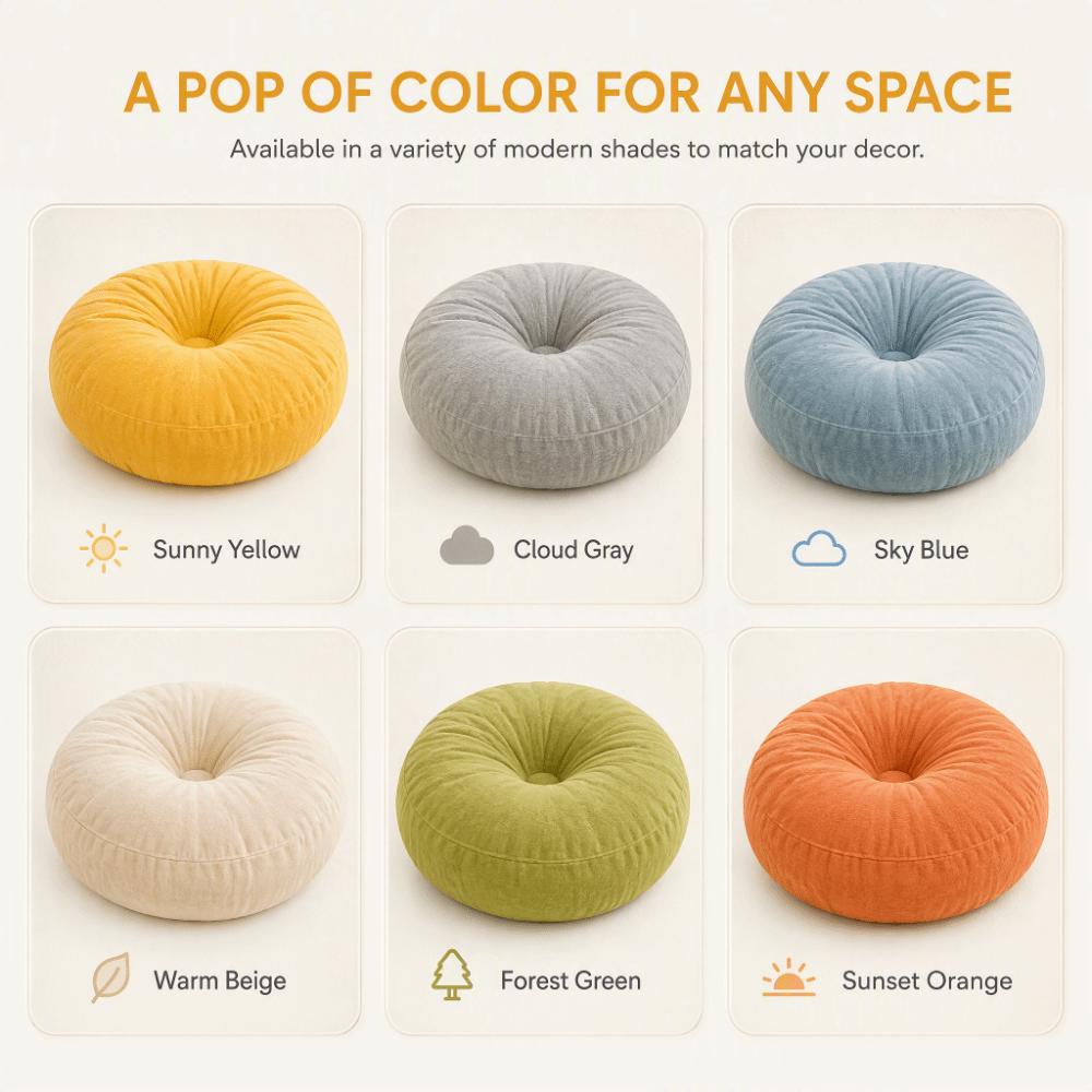 Soft Round Floor Pillow Thick Cushion Pad Supportive Meditation Pillow Zen Home Decor