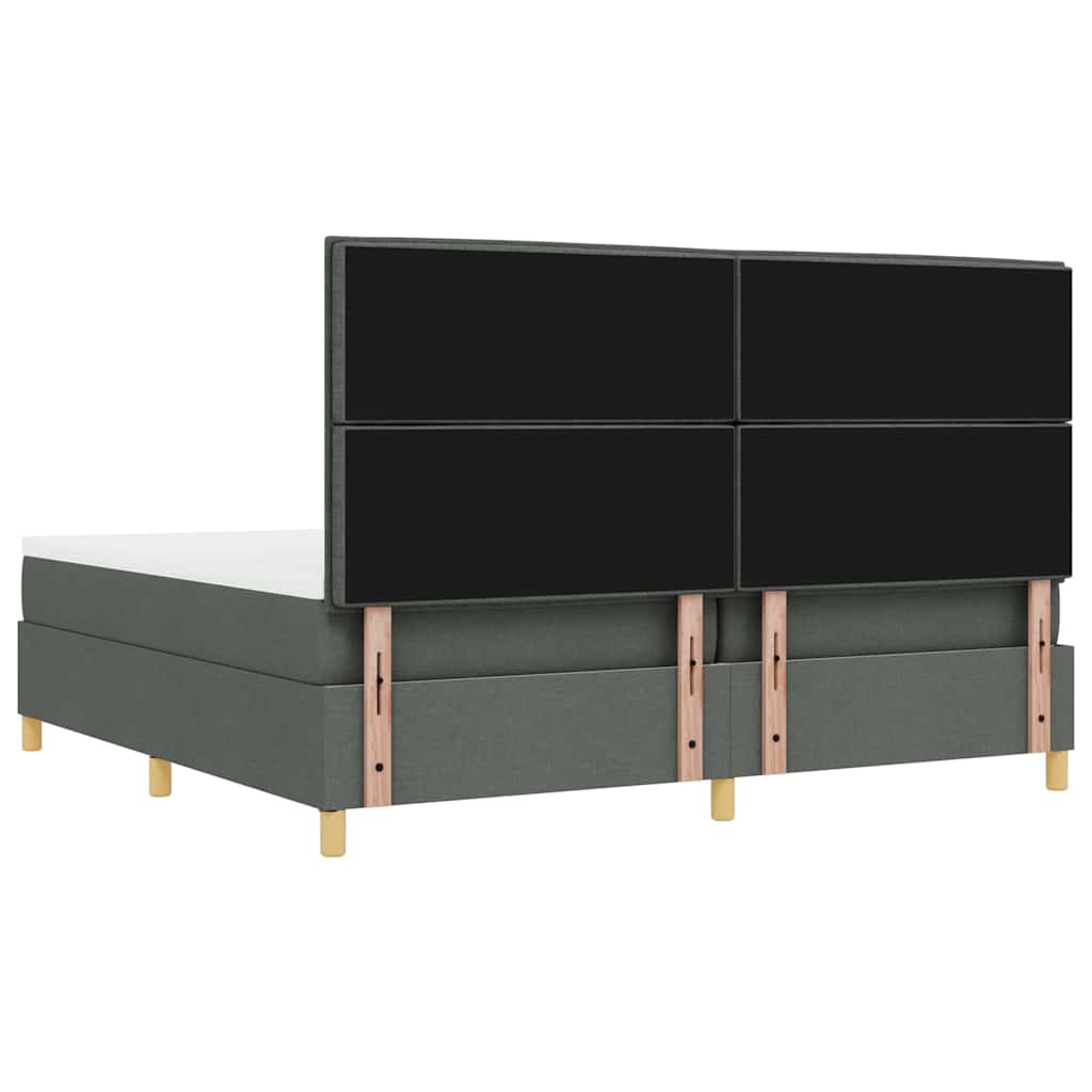 Box Spring Bed with Mattress Dark Gray 200 x 200 cm Fabric