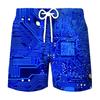3D drukāšana Elektroniskā mikroshēma Īsas Bikses Vīriešu Vasaras Pludmales Šorti Forši Street Circuit Board Grafiskais peldkostīms Sporta zāles sērfošanas peldbikses