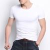 Summer Men T-shirt Round Neck V Neck Short Sleeve Solid Color Soft Breathable Thin Pullover Slim Fit Simple Style Casual Men Top