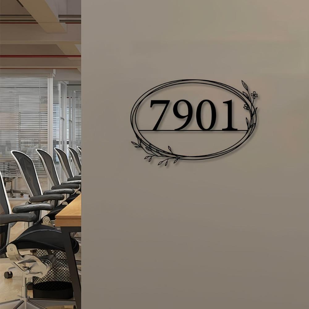 Metal Wall Art Sculpture Custom House Number Rustic Floral Sign Entryway Address Plaque Personalized Gift