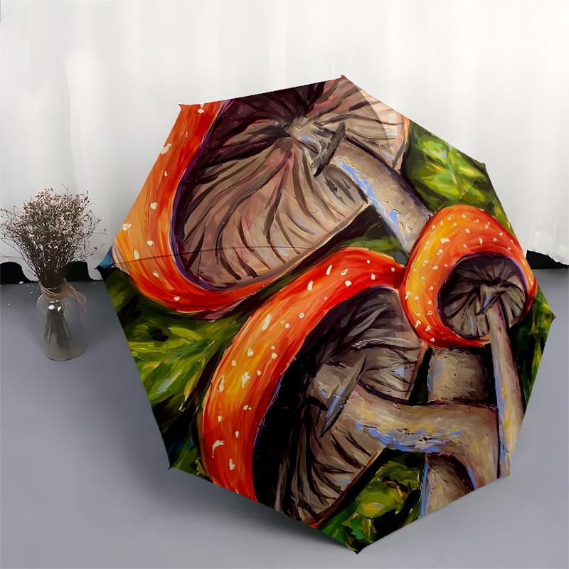 1pc Mushroom Garden Fantasy Umbrella with Plastic Handle,Suitable for All Seasons Home Travel Outdoor UmbrellaDD657