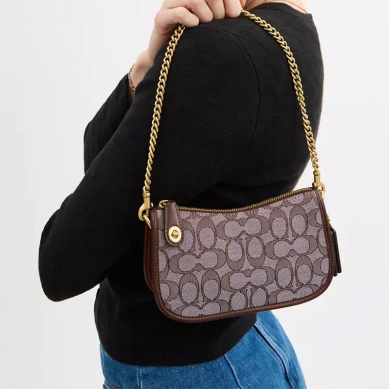 Coach Swinger 20 Classic Print Recycled Cotton Handheld Crossbody Shoulder Bag Small Women Bags Brown CAN77-B4S0M