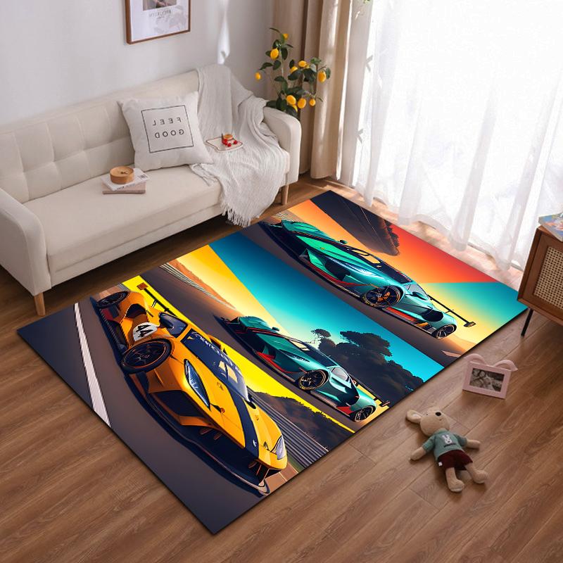 

Creative Race Car Rug, Dynamic Design Suitable for use as an anti-slip game mat for living room and bedroom sofas 40x60cm( 15x23in )
