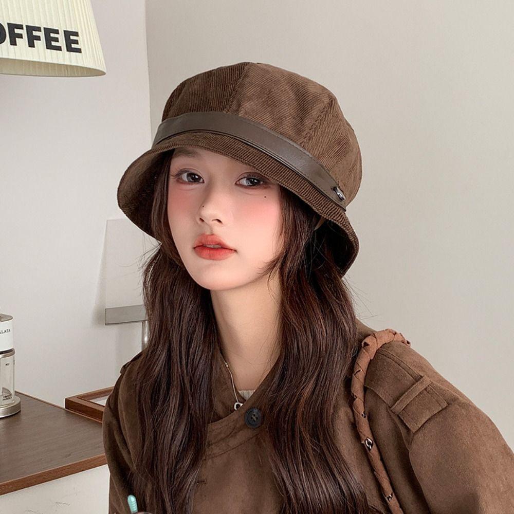 Warm Fisherman Caps Wide Brimmed Warm Basin Hat Casual Corduroy Bucket Hat Outdoor Travel