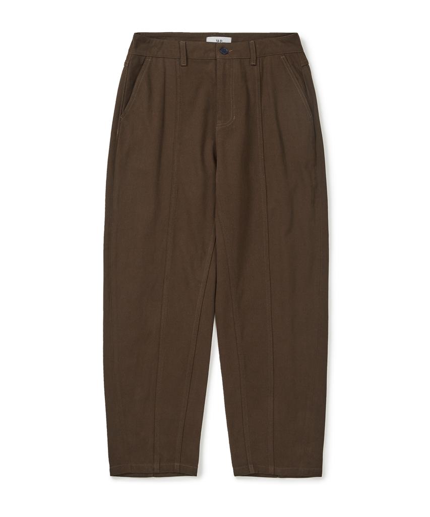 WEST GRAND BOULEVARD Wide Curved Line Cotton Pants Brown