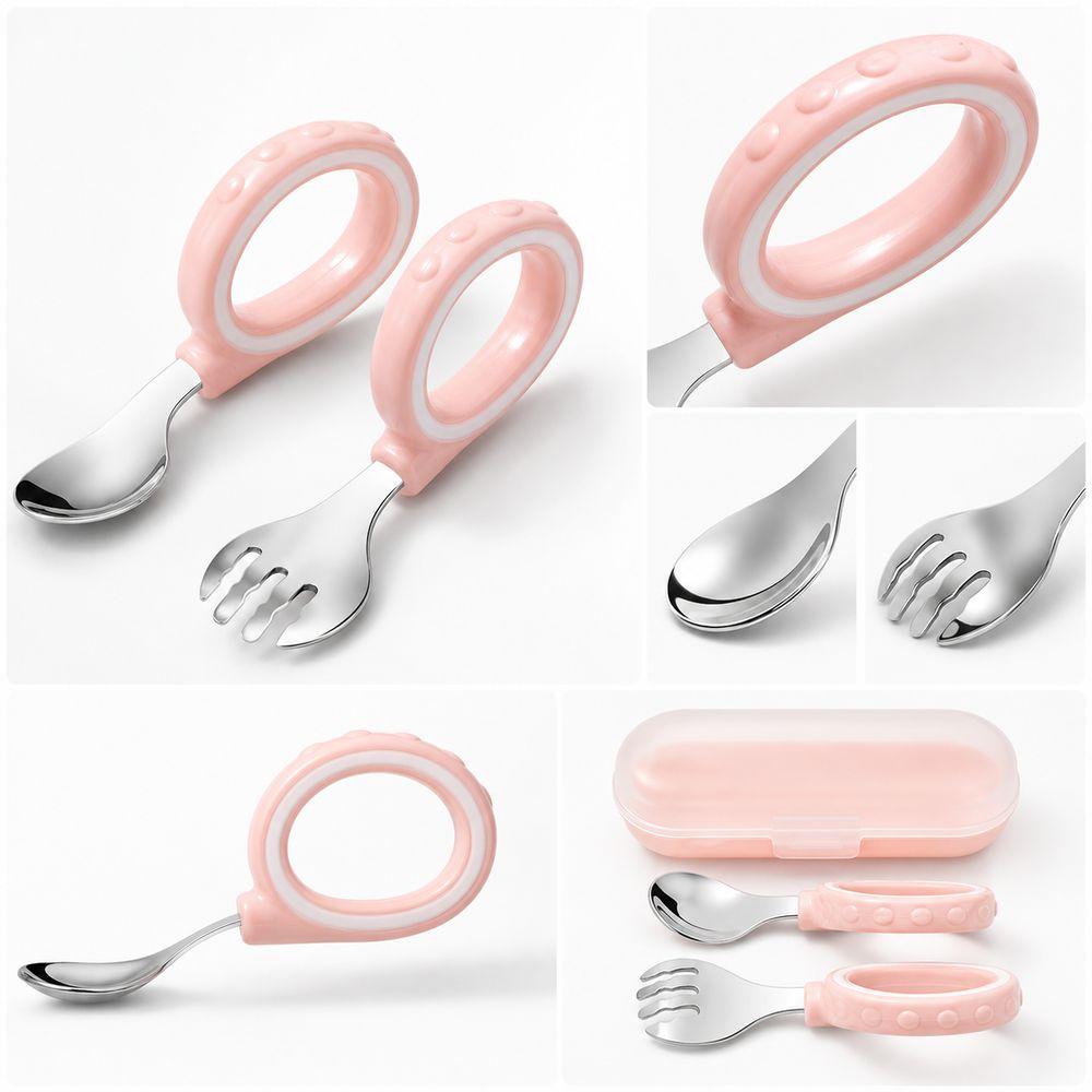 Easy Grip Toddler Utensil Set 316L Stainless Steel Kids Spoon Fork  Baby Feeding