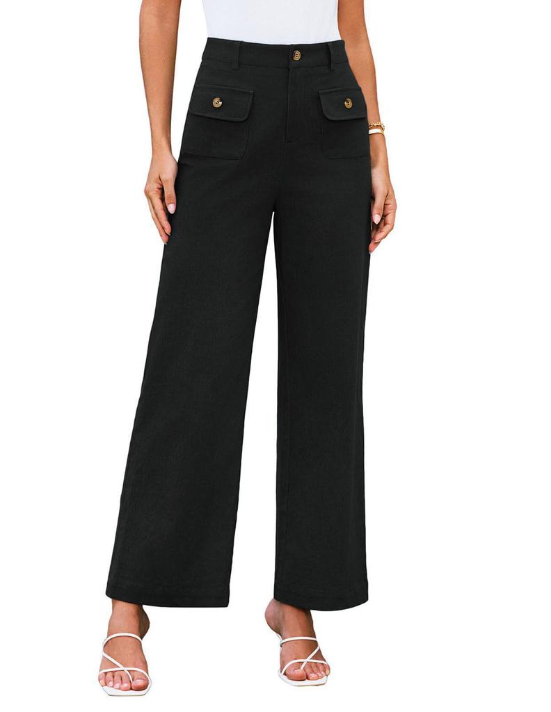 2025 Women's High Waist Wide Leg Stretch Trousers with Pockets - Formal Casual Pants