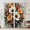2 Pcs   Filtering Curtains (excluding Rods   Non-movable   Without Batteries) Floral and Leaves Art Deco for Use In Bedrooms and
