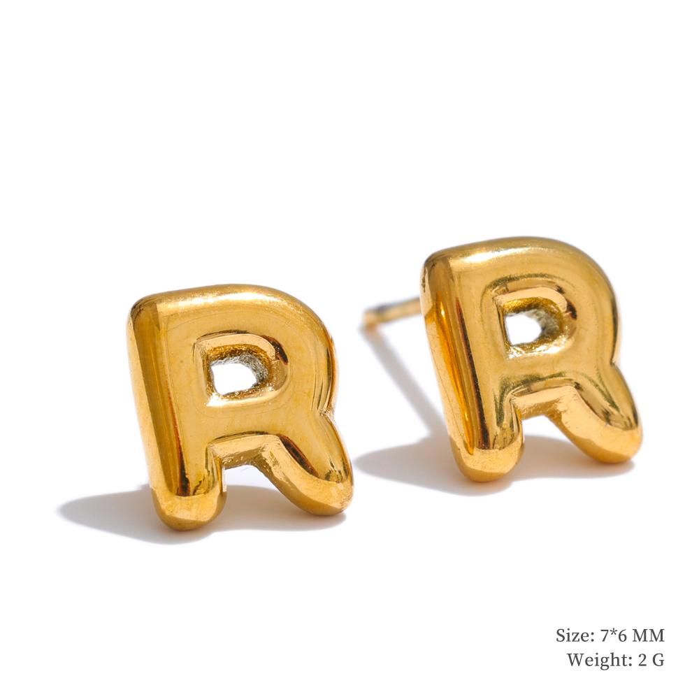 Yhpup 26 Initial Letter A-Z Stainless Steel Gold Color Stud Earrings 18K PVD Waterproof Plated Daily Versatile Basic Jewelry
