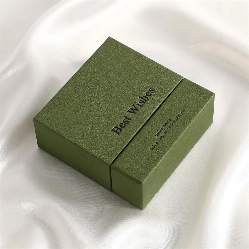 Thick Paper Drawer Jewelry Packaging Box With Sponge Inside Ring Necklace Bracelets Earring Storage Letter Pattern Gift Case