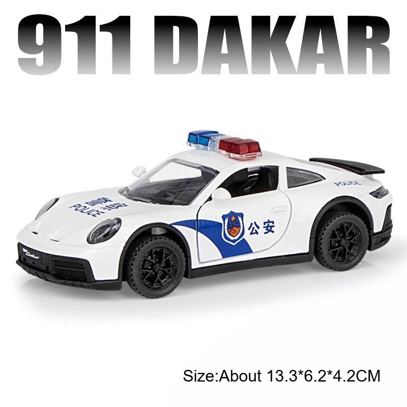 

1:32 911 Dakar Police Car Model Toy Alloy Body Sound Light Pull Back Doors Opened Sports Cars Models Toys Boys Birthday Gifts белый