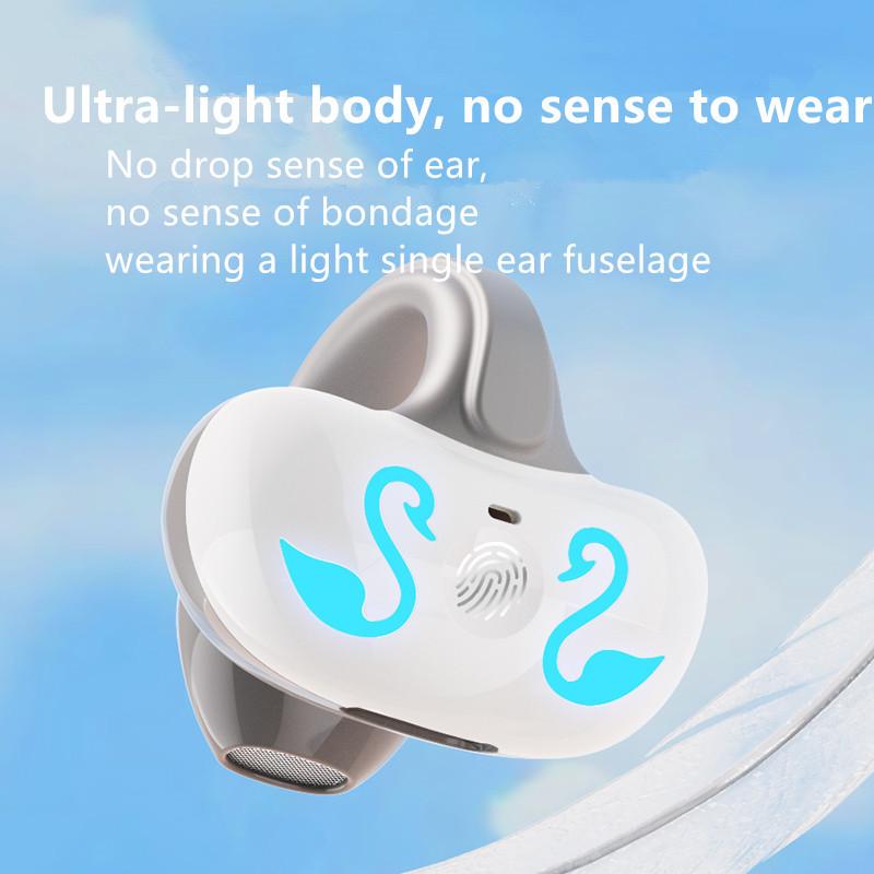 VAORLO Cool Breathing Light Wireless Earphones Ear-Clip Painless Wear Hea Dphone Bluetooth 5.3 Headset With HD Microphone For All Smartphones