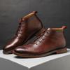 Retro Ankle Boots For Men High Quality Genuine Leather Shoes Elegant Lace Up Business Office Footwear work boots
