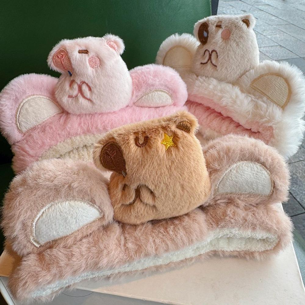 

Cartoon Capybara Face Wash Headband Plush Headband Headband білий