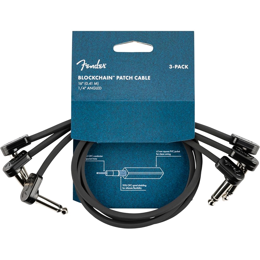 Fender Blockchain 16  Patch Cable 3-pack Angle [Set of 3 Patch Cables]