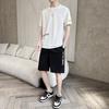Ice Silk Men's Summer Sports Suit: Trendy Short Sleeve T-shirt & Shorts Set