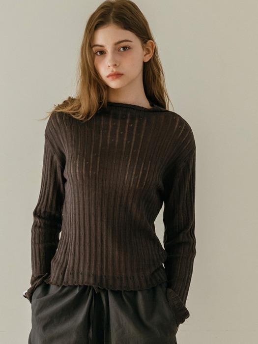 Tinnit Punched Lace Frill Knit_Charcoal Charcoal/Free