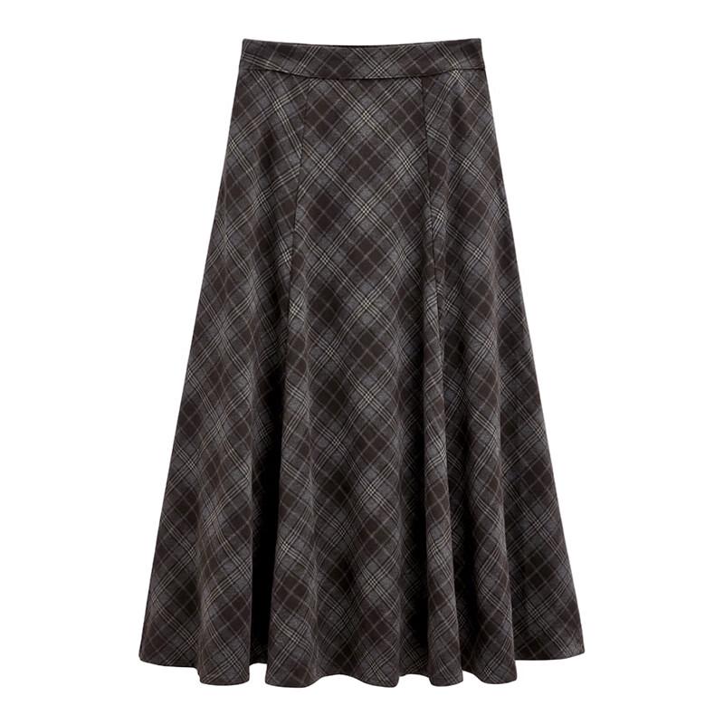 IEF Vintage Plaid A-Line Midi Skirt