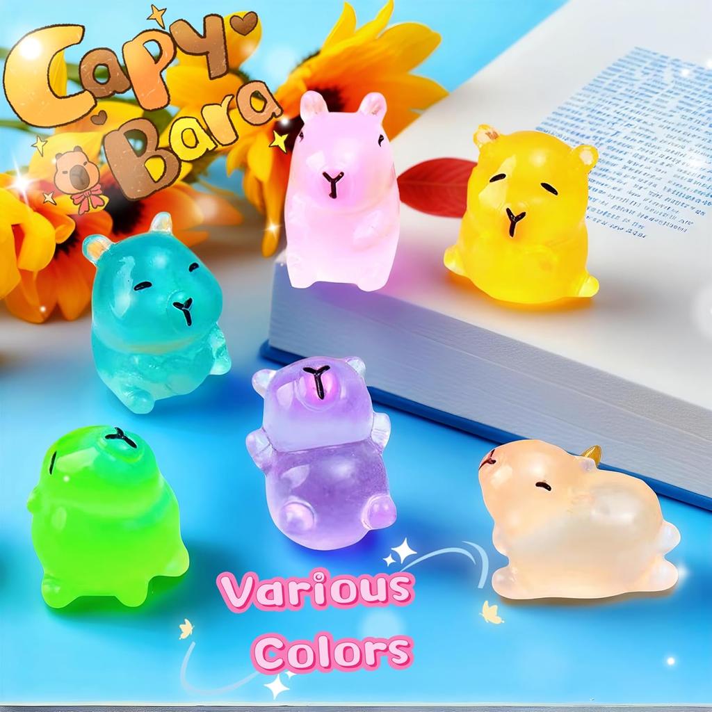 10/20Pcs Luminous Mini Resin Capybara Glow In The Dark Capybara Tiny Figures Cute Animal Statues For Diy Fairy Garden