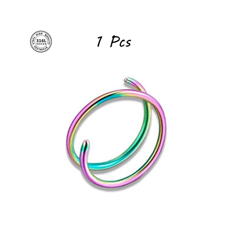 Double Hoop Nose Ring Stainless Steel for Single Piercing, Snug Spiral Nose Ring 20G 8/10mm Thin Nose Rings Piercing Jewelry