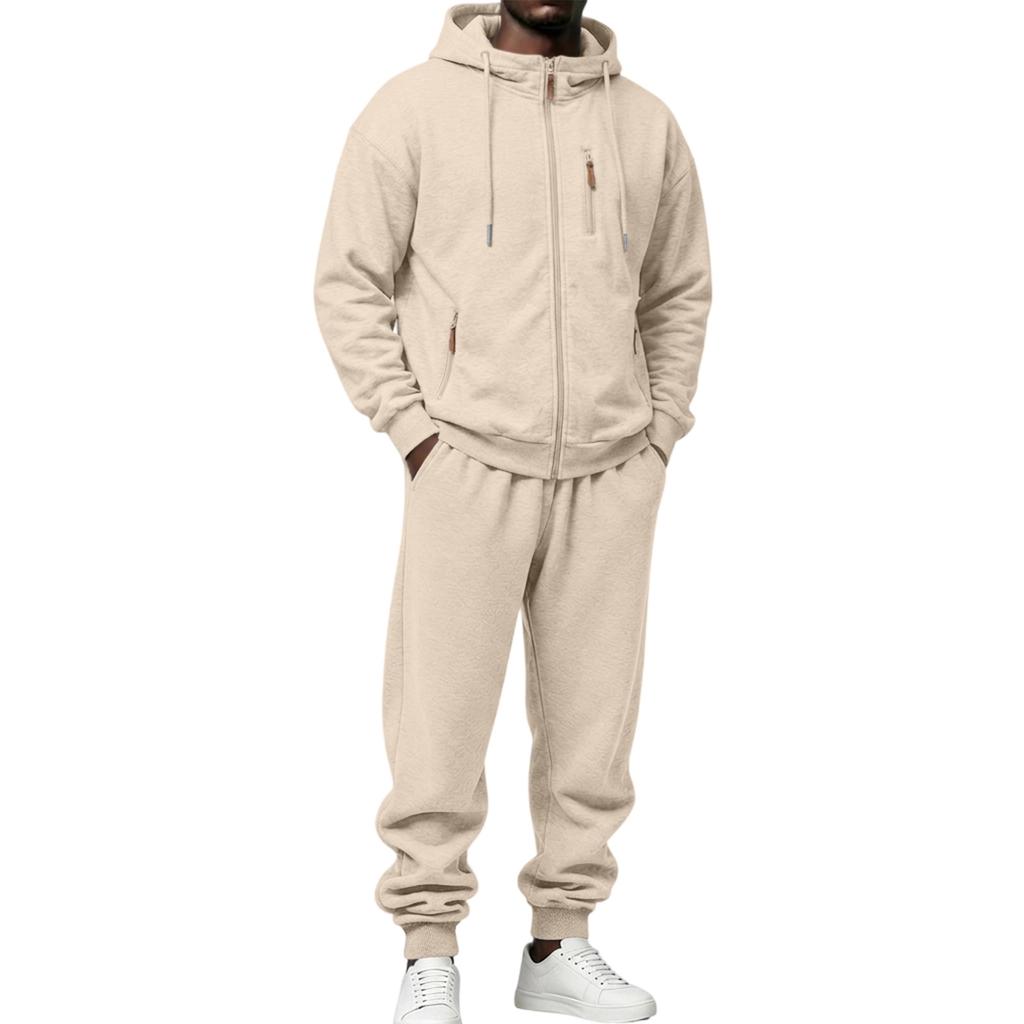 Men's Casual Athletic Track Suit 2 Piece with Hooded Jacket and Jogger Pants, Loose Fit for Fall Winter
