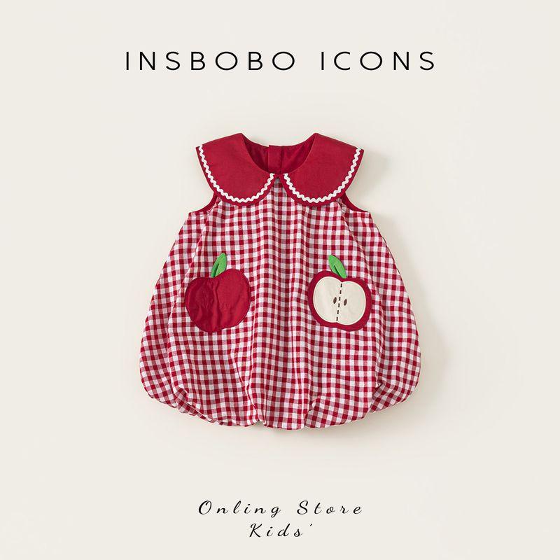 Insbobo Girls  Dress 2026 Summer New Style Baby Girl Plaid Dress Children s Dress Baby Flower Bud Dress Trendy Red Plaid 110