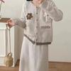 3D Embroidered Floral Knit Sweater & Skirt Set - Women's Autumn/Winter Korean Style, Loose-Fit, Versatile, Mid-Length, Two-Piece Outfit.