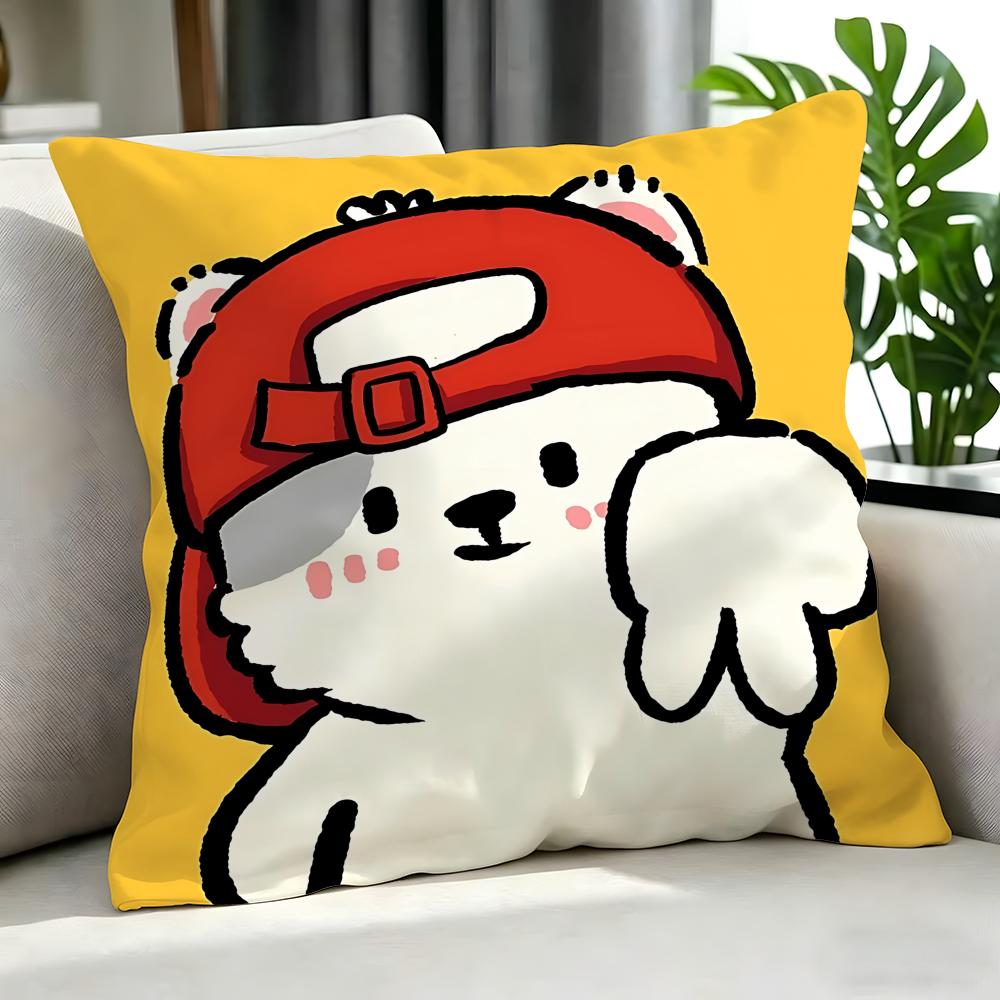 Cute Cute Bear Stickers Cushion Cover Cushion Cover Set 4Pcs 50X50 45X45 40X40 Pillowcase Decorative Sofa Home Decor