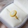 Vintage Women's Ring: Gilt Filigree with Natural Imitation Hetian Jade Cabochon