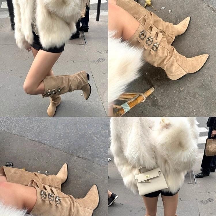 Hardware buckle removable boot cover two pairs of boots women's boots
