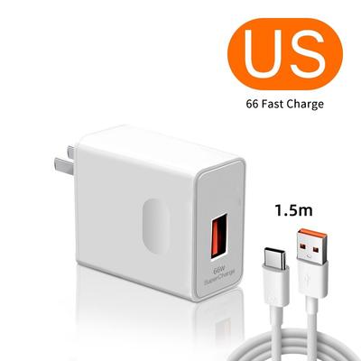 USB Charger 66W Fast Charging EU/US Plug Wall Charger 6A Type C Cable For  Mate 40 50 60 Honor Quick Charge Phone Charger