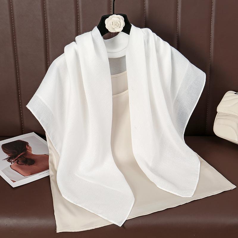 90*90Cm Thin Soft Square Scarves For Women Simplicity Solid Color Cotton Linen Headscarf Muslim Female'S Hijabs Bag Accessories