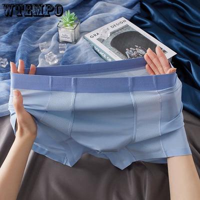 Intimo Estivo da Uomo in Seta di Ghiaccio Ultra-sottile Senza Cuciture Traspirante Pantaloncini a Quattro Angoli Traspiranti Asciugatura Rapida