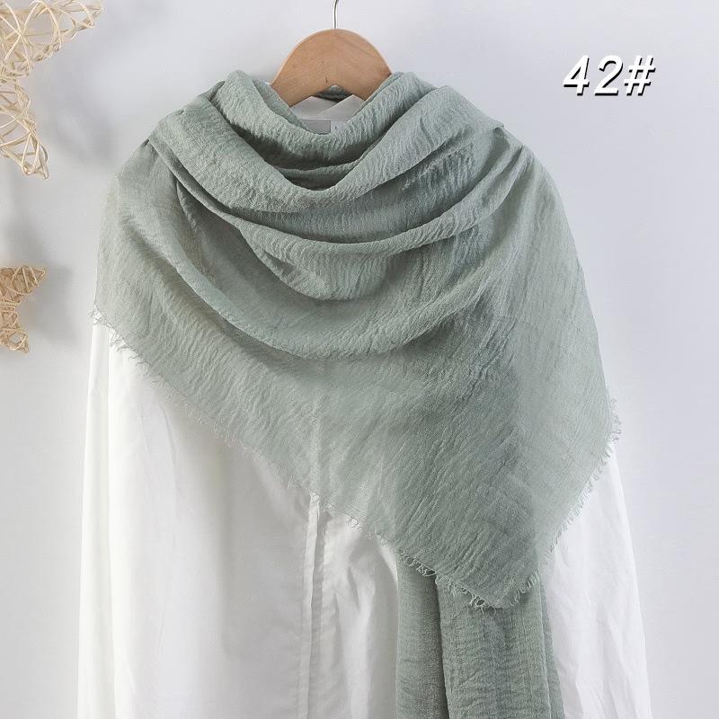 Sciarpa da donna in cotone lino seta - Per tutte le stagioni, colore unito, versatile foulard per testa e parasole