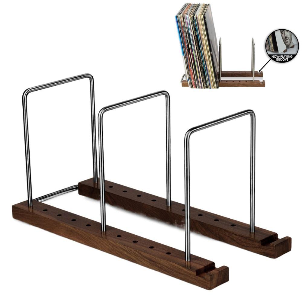 Solid Walnut Vinyl Record Holder Space Saving Album Display Holder Retro CD Racks