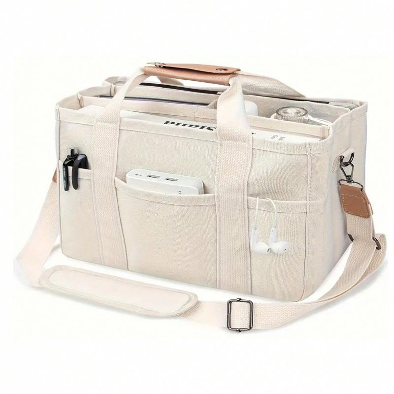 Axelväska med stor kapacitet och flera fickor med fack, multifunktionell handväska med handtag