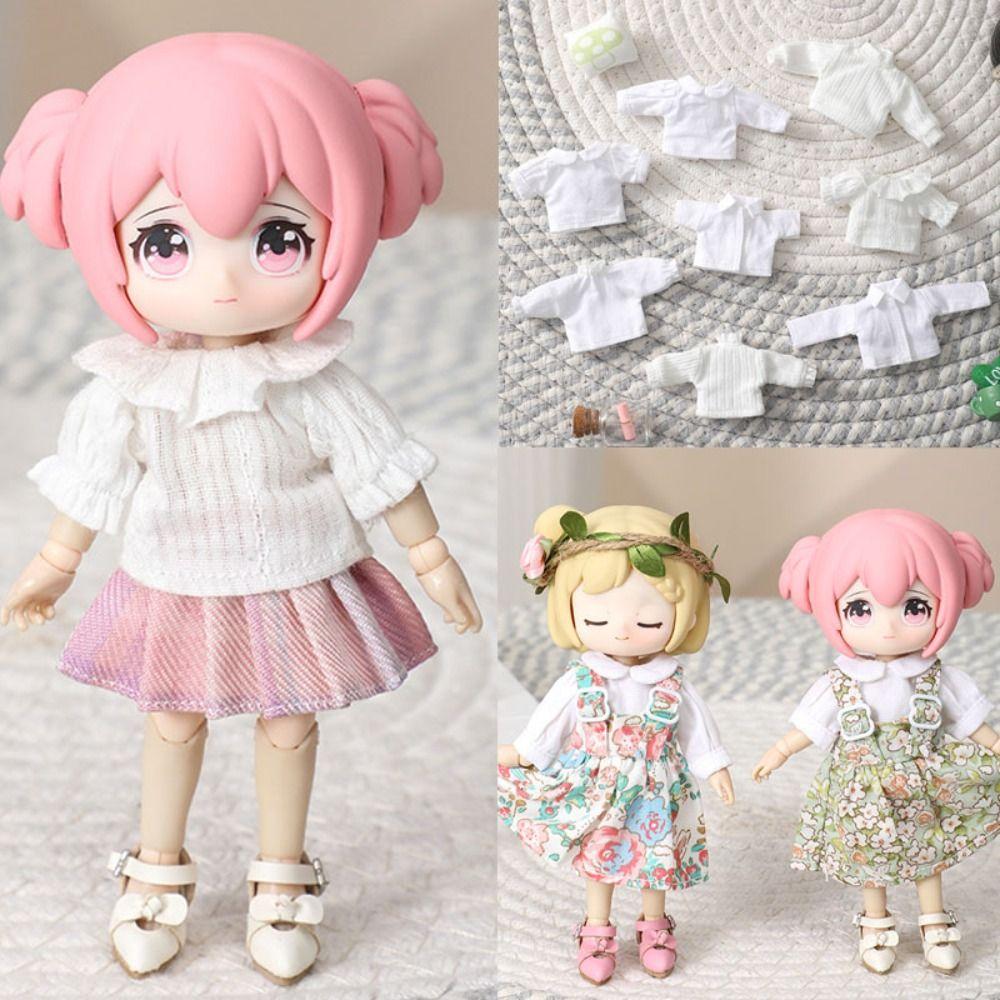 8 Styles Doll Shirt Leggings White Doll T-shirt Tops  1/11 Ob11 Dolls/1/12 Bjd Dolls